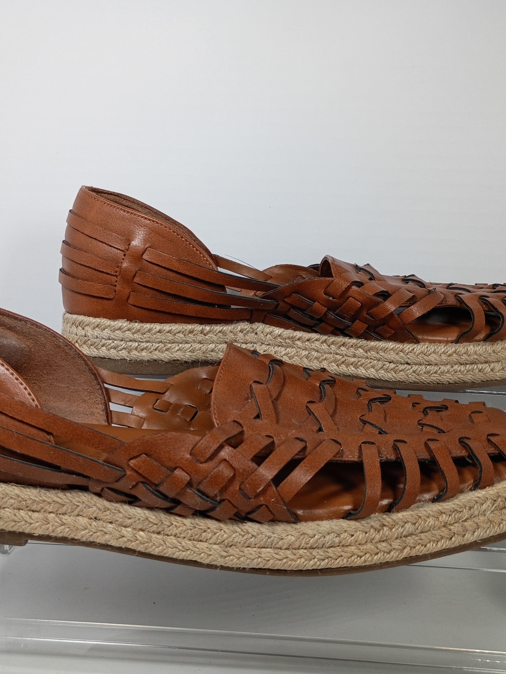 Sam & Libby Brown Woven Leather Slip On Flat Women's Sandal Rubber Sole 9
